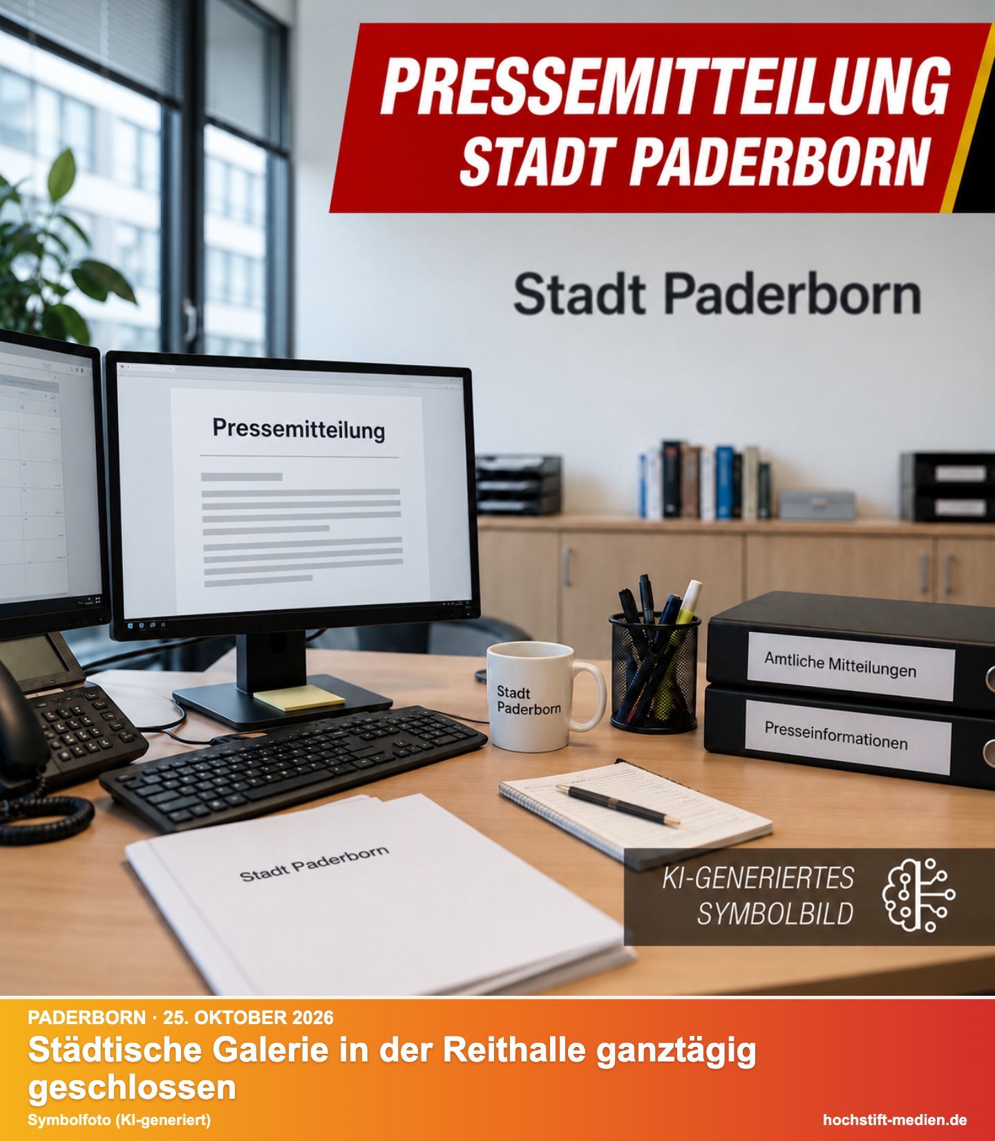 Symbolbild: Pressemitteilung Stadt Paderborn – Kurzinfo: Städtische Galerie in der Reithalle ganztägig geschlossen