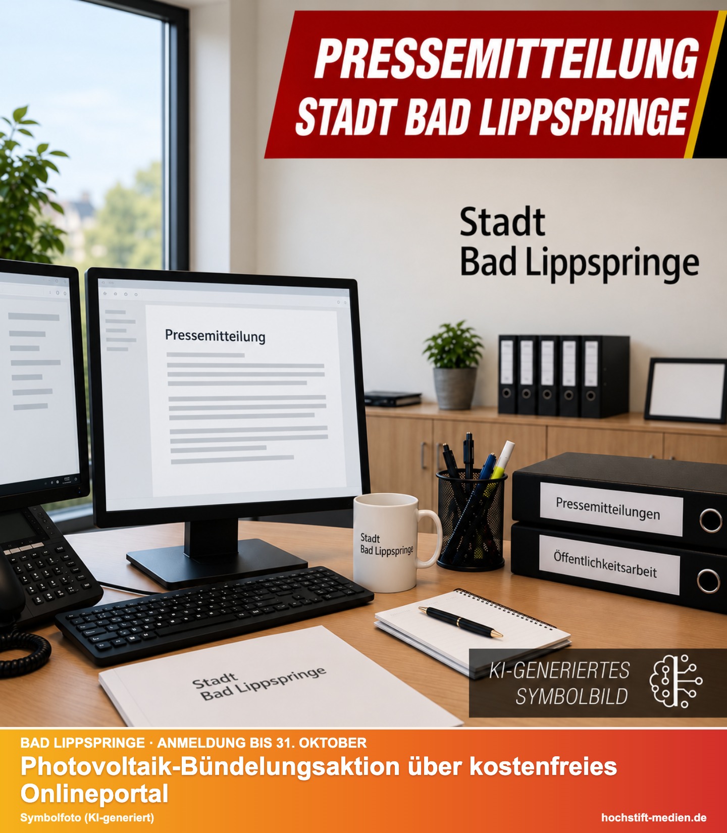 Symbolbild: Pressemitteilung Stadt Bad Lippspringe – Kurzinfo: Photovoltaik-Bündelungsaktion über kostenfreies Onlineportal
