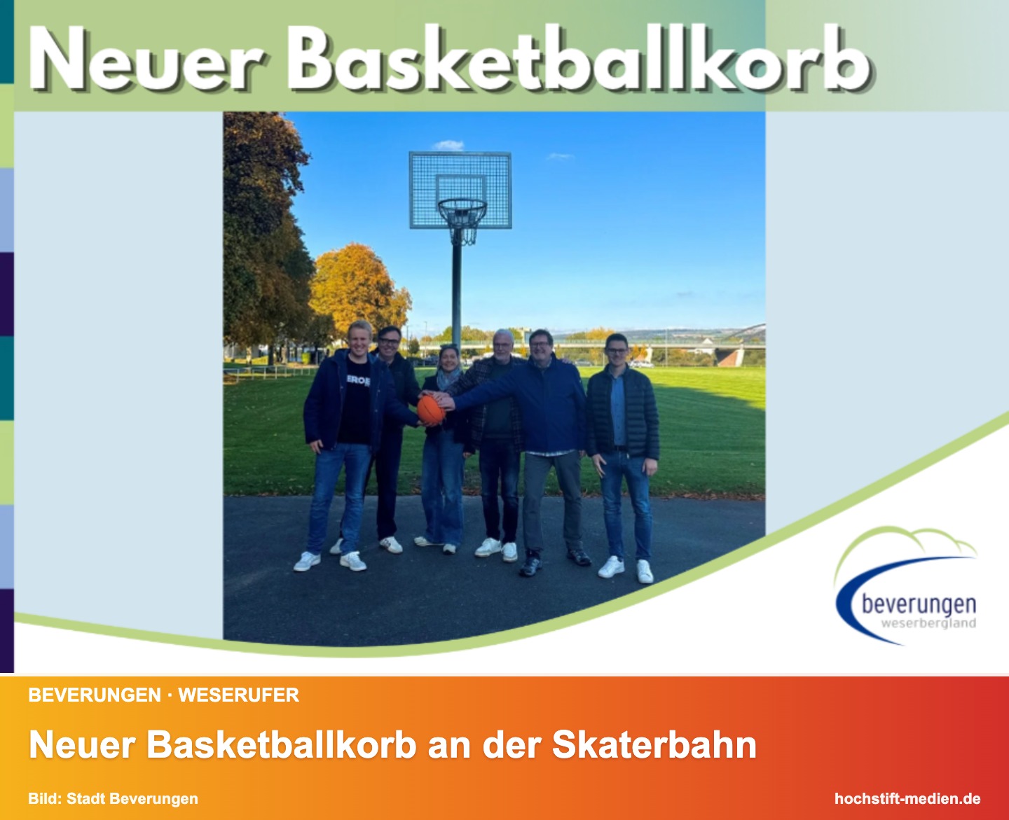 Neuer Basketballkorb an der Skaterbahn – Beverungen · Weserufer