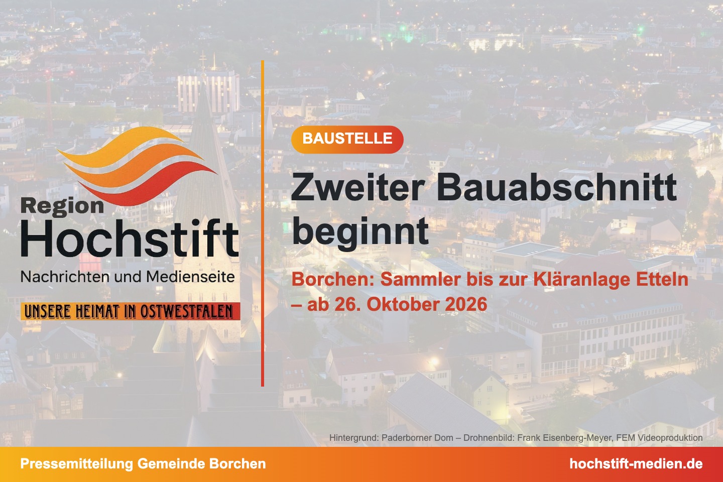 Grafik: Zweiter Bauabschnitt des Sammlers in Borchen beginnt am 26. Oktober 2026