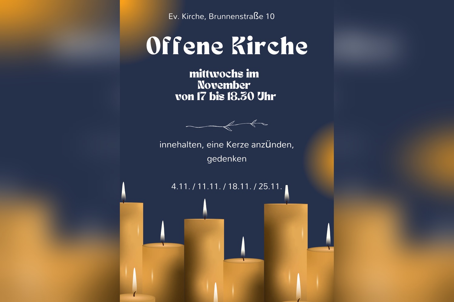 Plakat Offene Kirche im November in der Evangelischen Kirche Bad Driburg