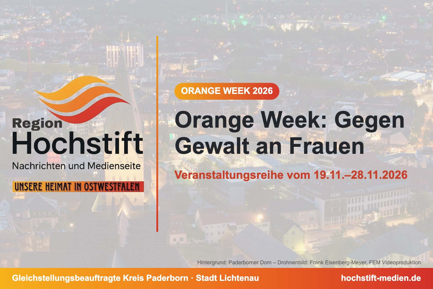 Grafik Hochstift Medien: Orange Week: Gegen Gewalt an Frauen – Veranstaltungsreihe vom 19.11.–28.11.2026