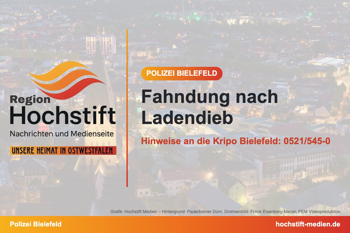 Grafik Hochstift Medien: Polizei Bielefeld – Fahndung nach Ladendieb