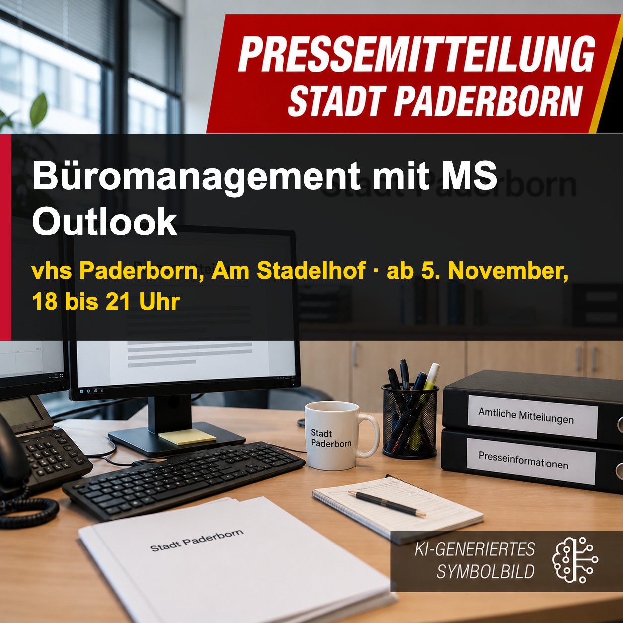Symbolbild Stadt Paderborn mit Hinweis: Büromanagement mit MS Outlook